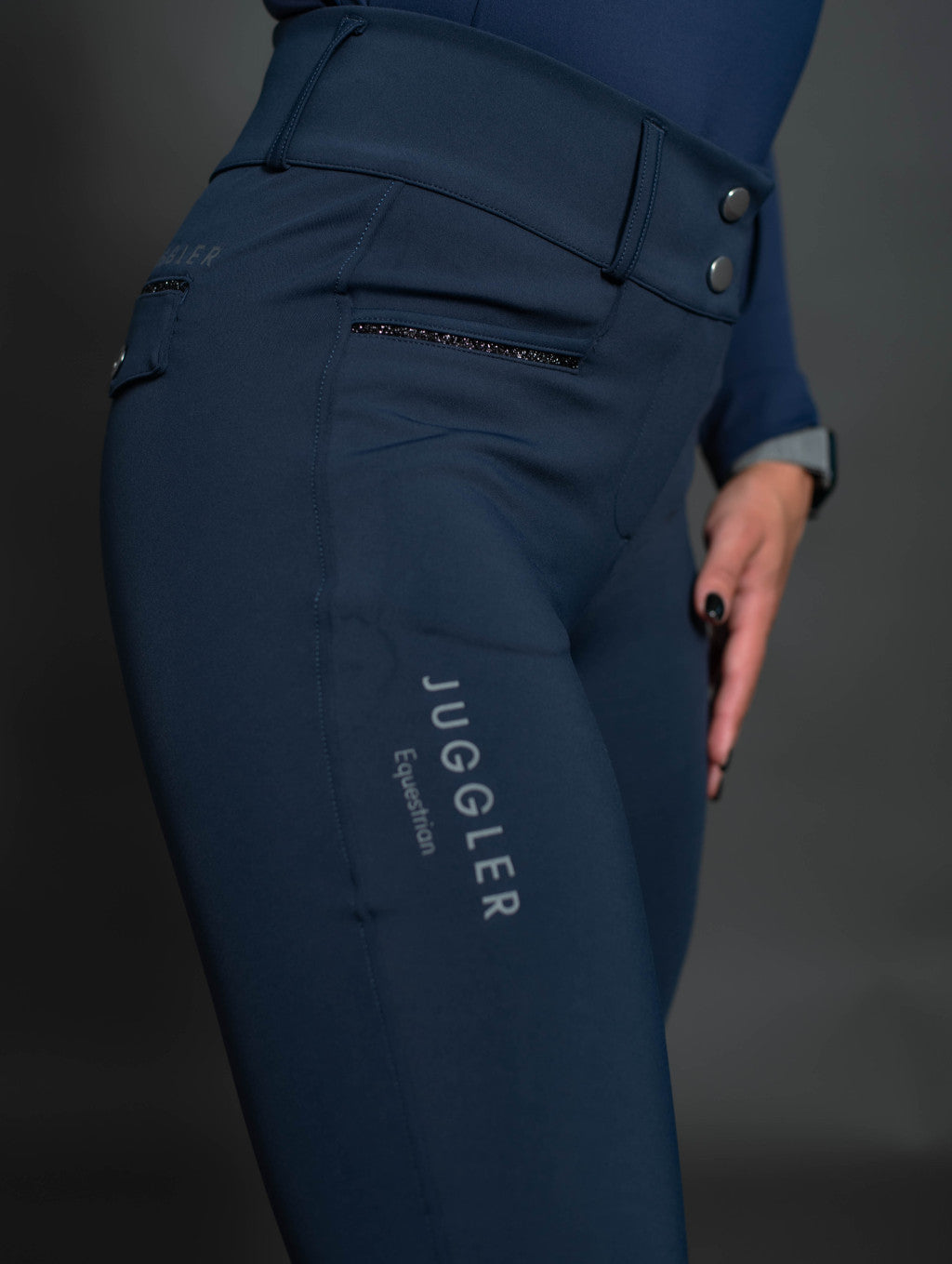 Juggler Equestrian, Glitter Compression Navy Lovaglónadrág