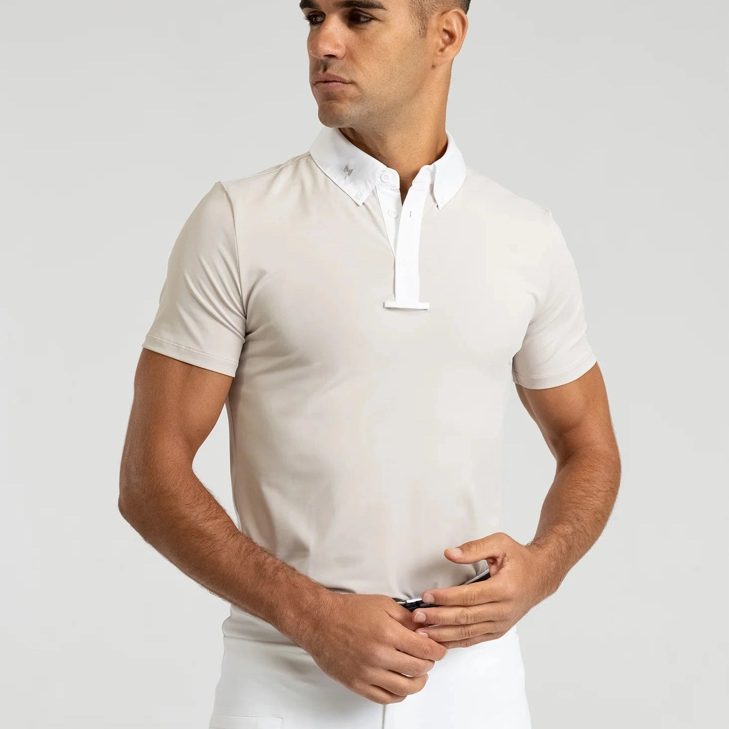 Maximilian Equestrian Active Short Sleeve Show Shirt, Beige