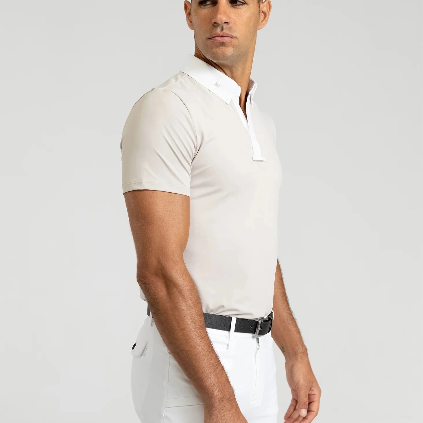 Maximilian Equestrian Active Short Sleeve Show Shirt, Beige