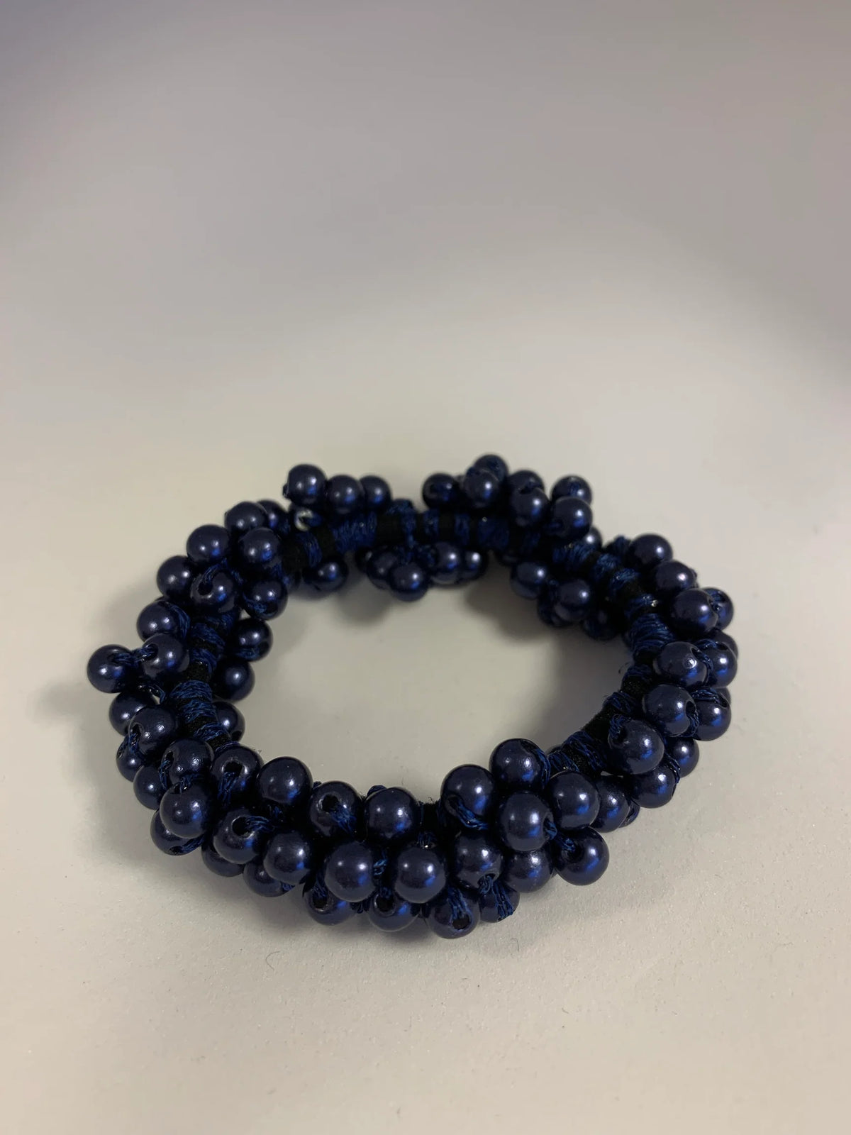 Zafina gyöngyös hajgumi / scrunchie, navy