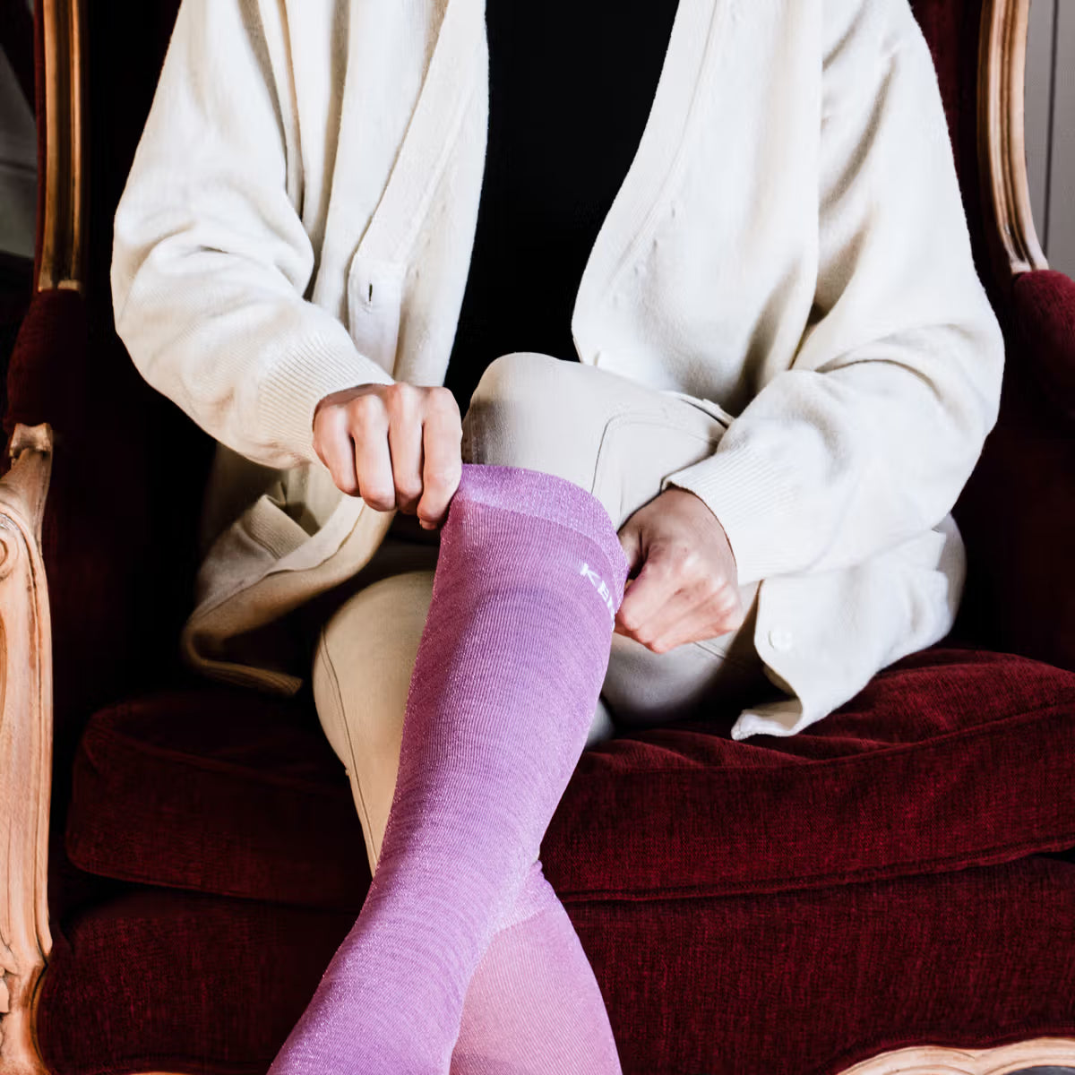 Kentucky Horsewear Glitter Socks, soft rose
