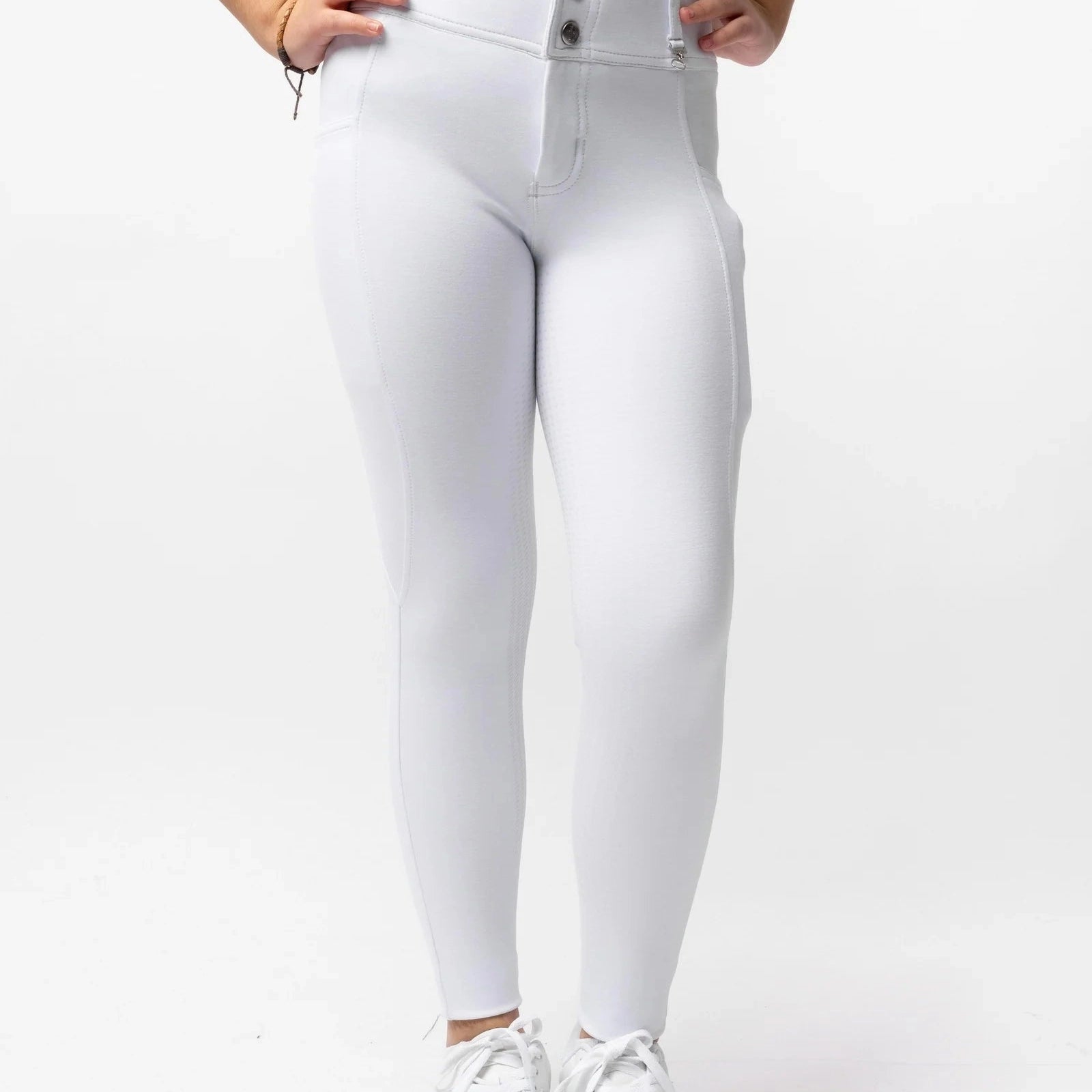 Horze Mira Children's Full Silicone Seat Breeches, White