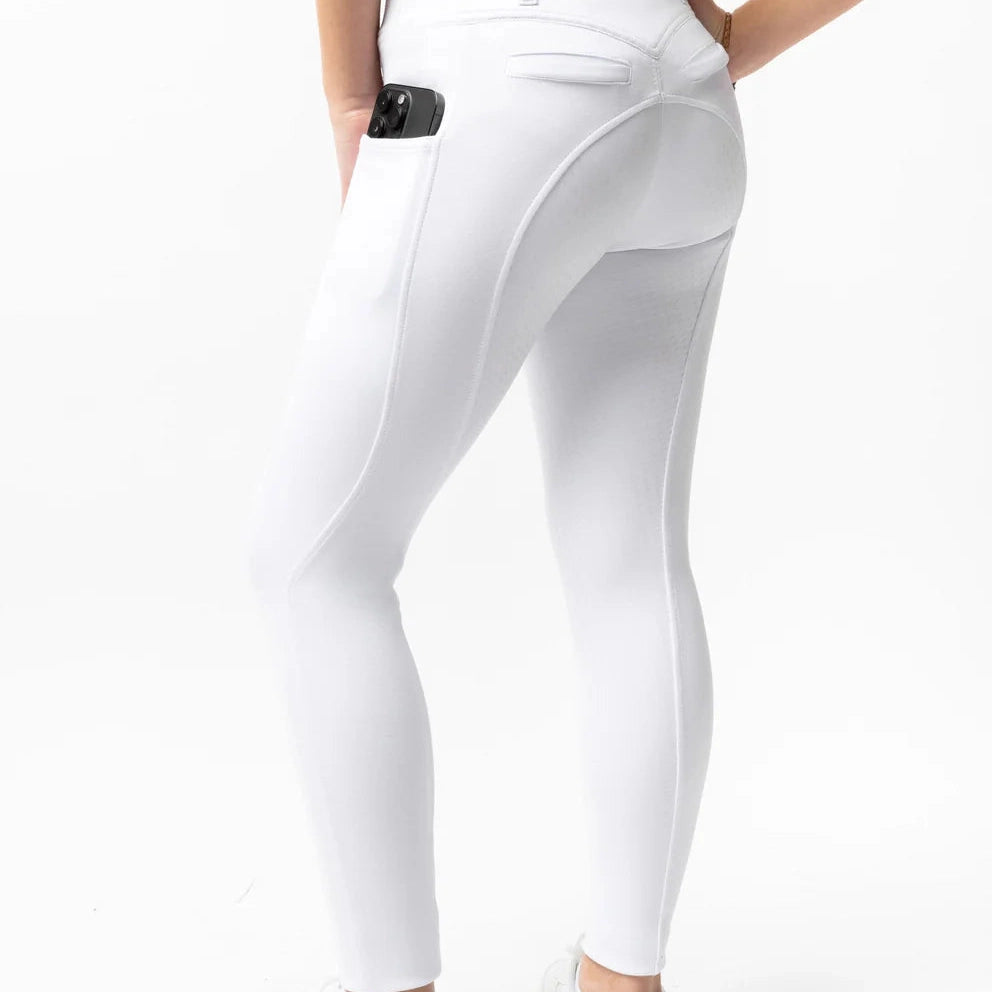 Horze Mira Children's Full Silicone Seat Breeches, White