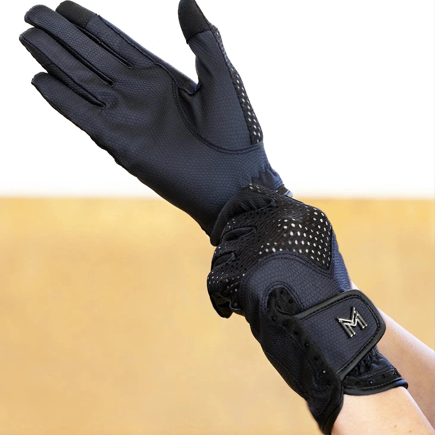 Maximilian Equestrian Ava riding gloves, black-navy