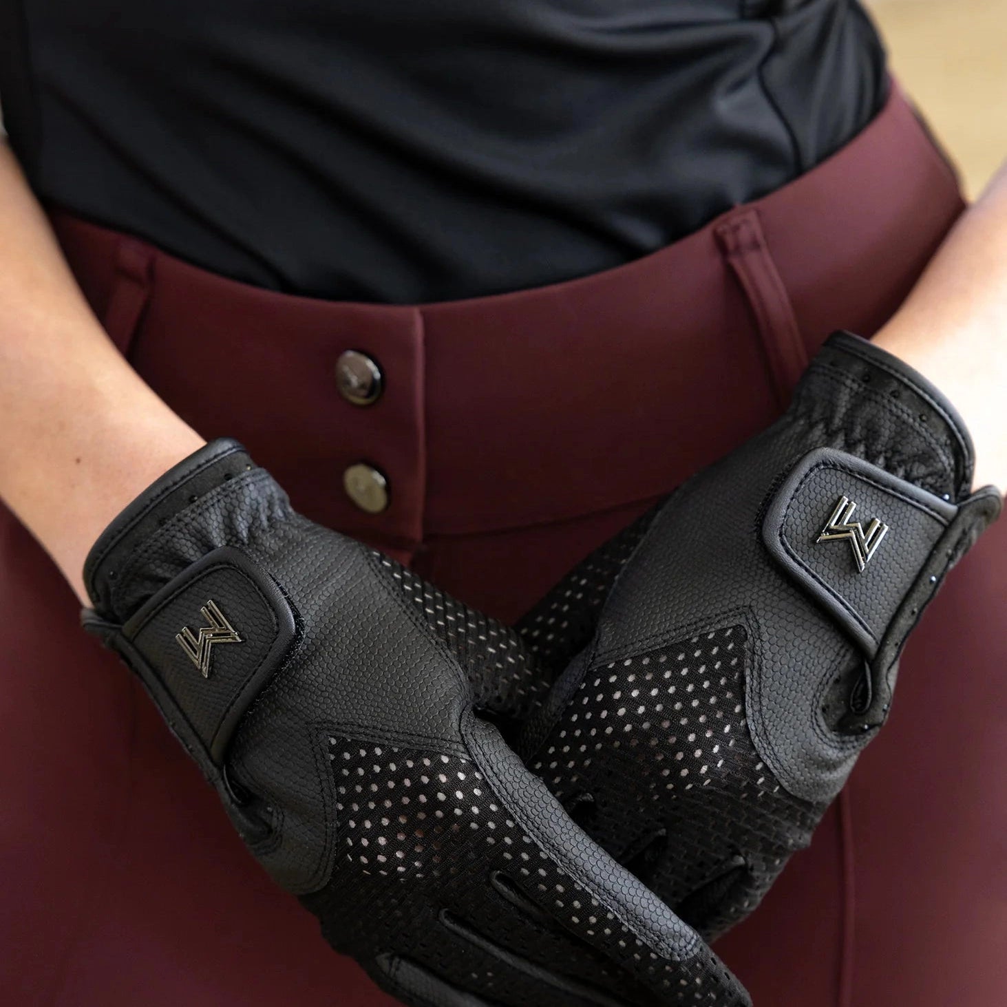 Maximilian Equestrian Ava Riding Gloves, Black