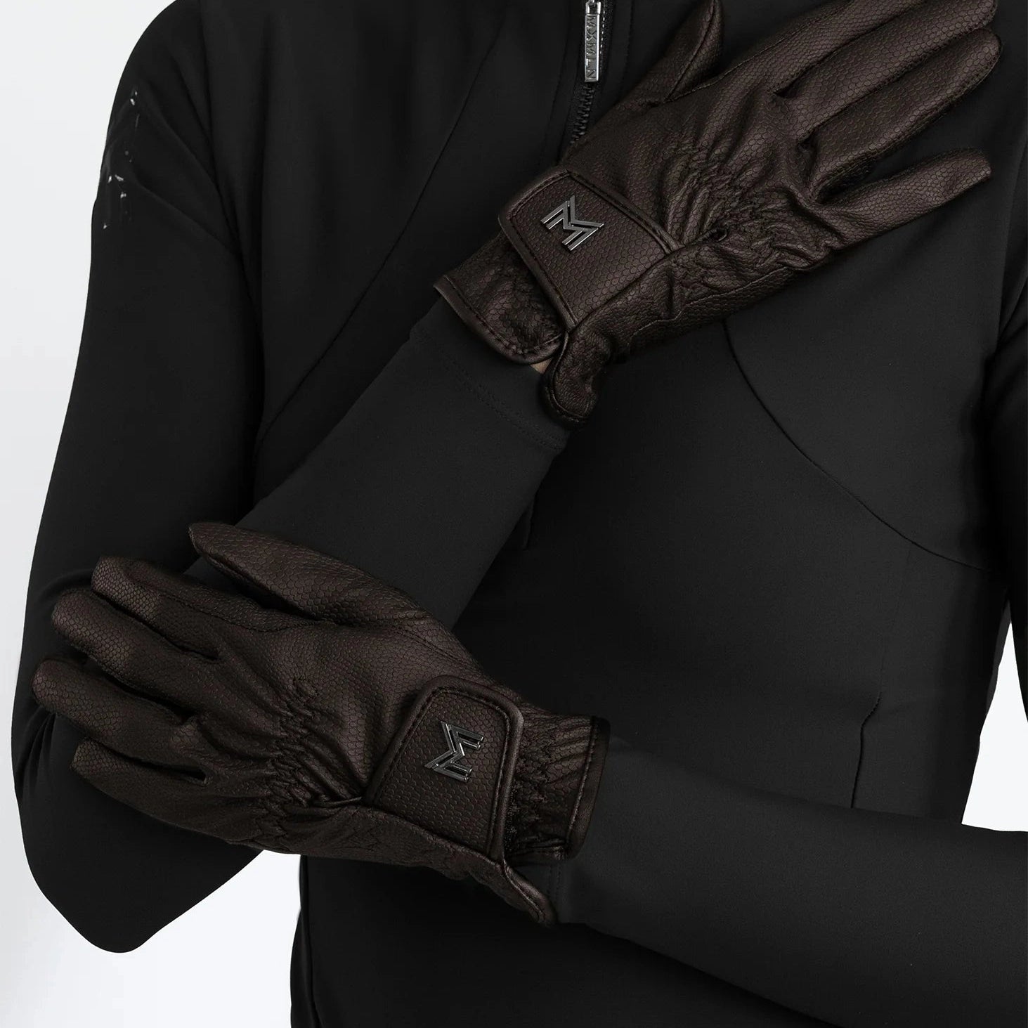 Maximilian Emblem Riding Gloves, brown