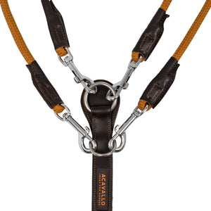 Acavallo Gogue calfskin and nylon auxiliary rein, brown