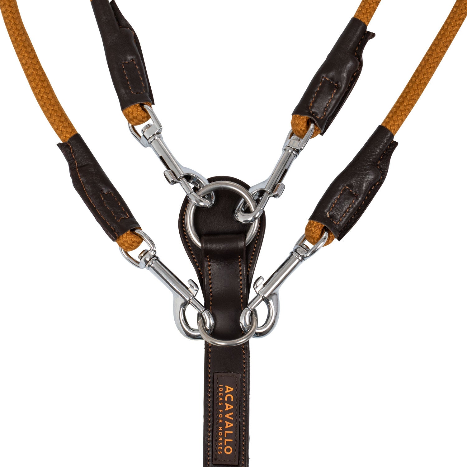 Acavallo Gogue calfskin and nylon auxiliary rein, brown
