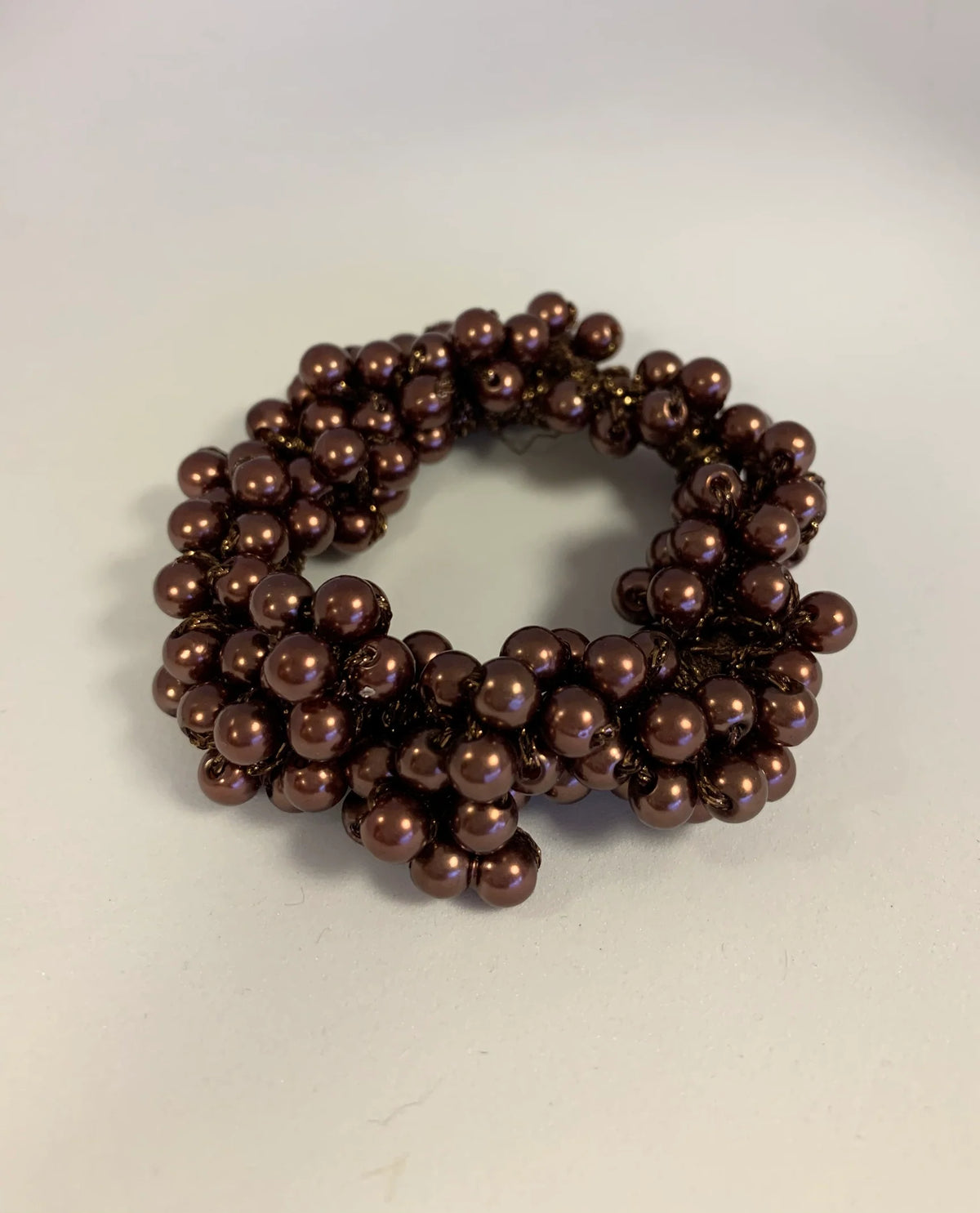 Zafina gyöngyös hajgumi / scrunchie, csokoládé