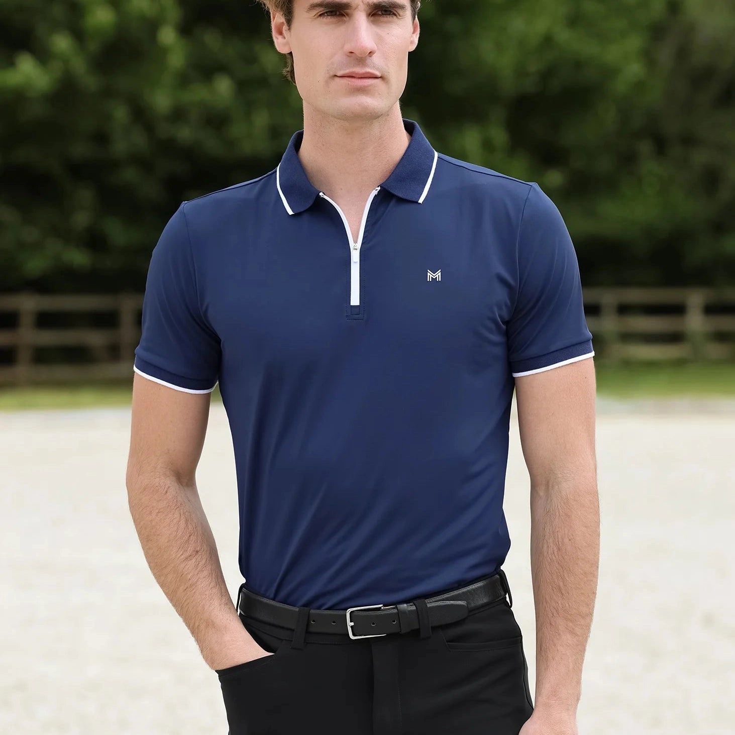 Maximilian Equestrian Core Polo Shirt, navy