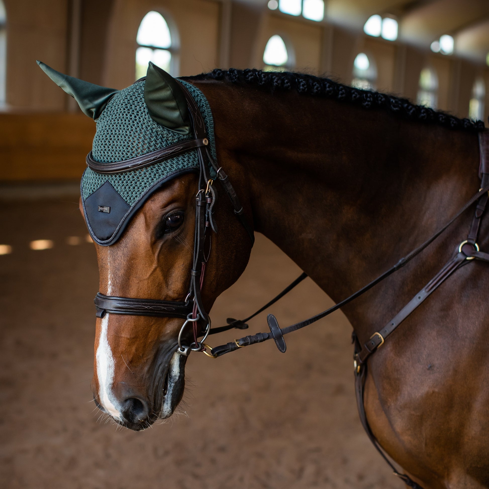 Equestrian Stockholm Sycamore Green Ear Bonnet