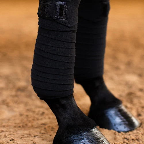 Equestrian Stockholm bandages, all black glimmer