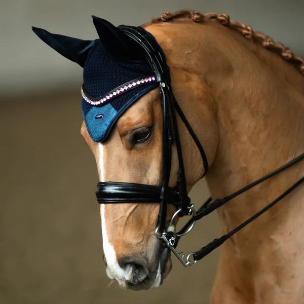 Equestrian Stockholm ear net, meadow blue glimmer
