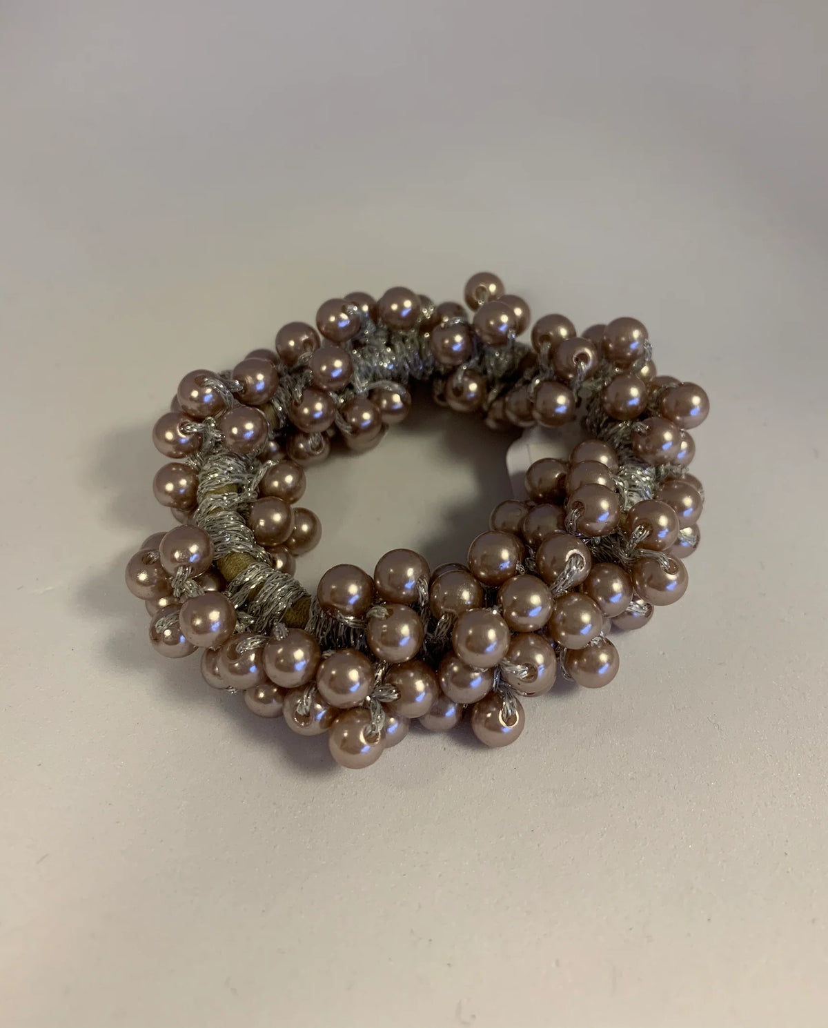 Zafina gyöngyös hajgumi / scrunchie, rose gold